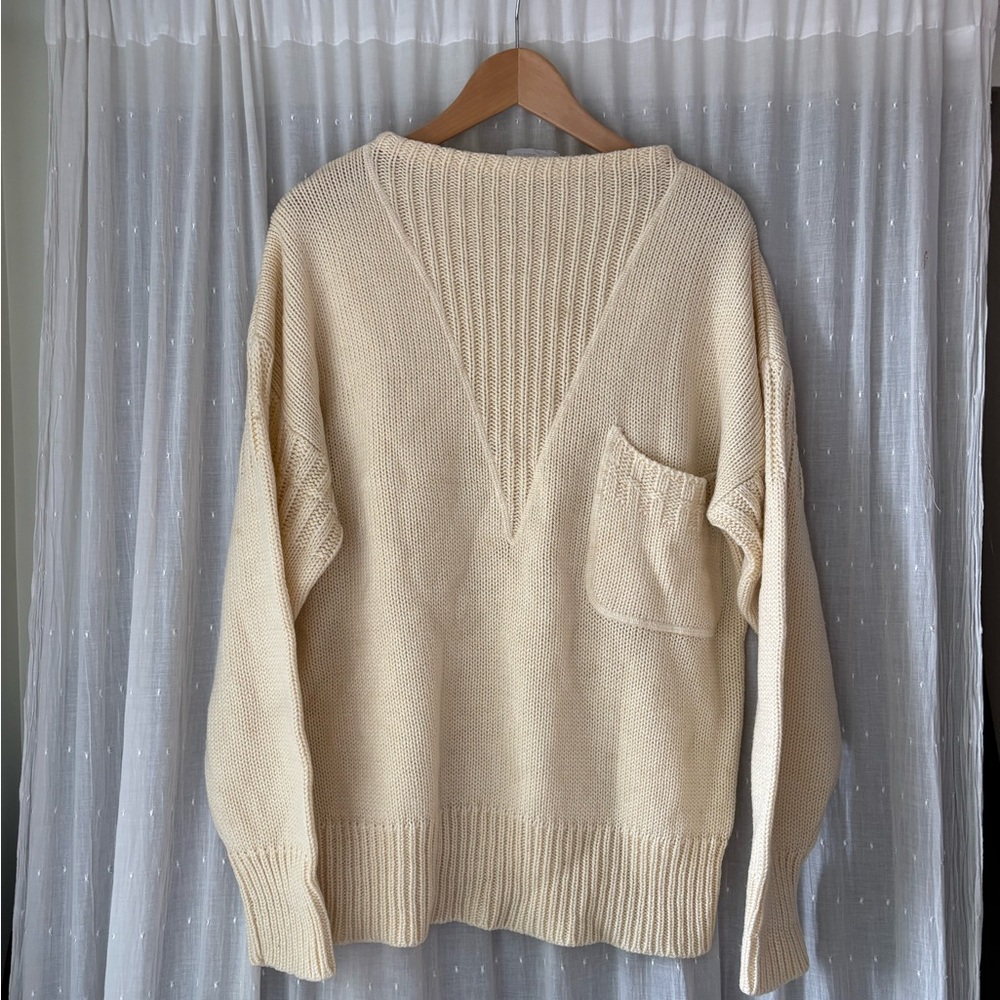 Vintage Yellow Rose Light Yellow Knit Sweater with Pocket